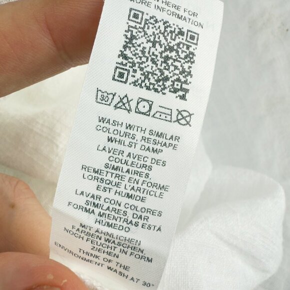 ASOS Oversized 100% Cotton Light White Buttoned Textured Preppy Shirt sz 2 - Picture 7 of 8